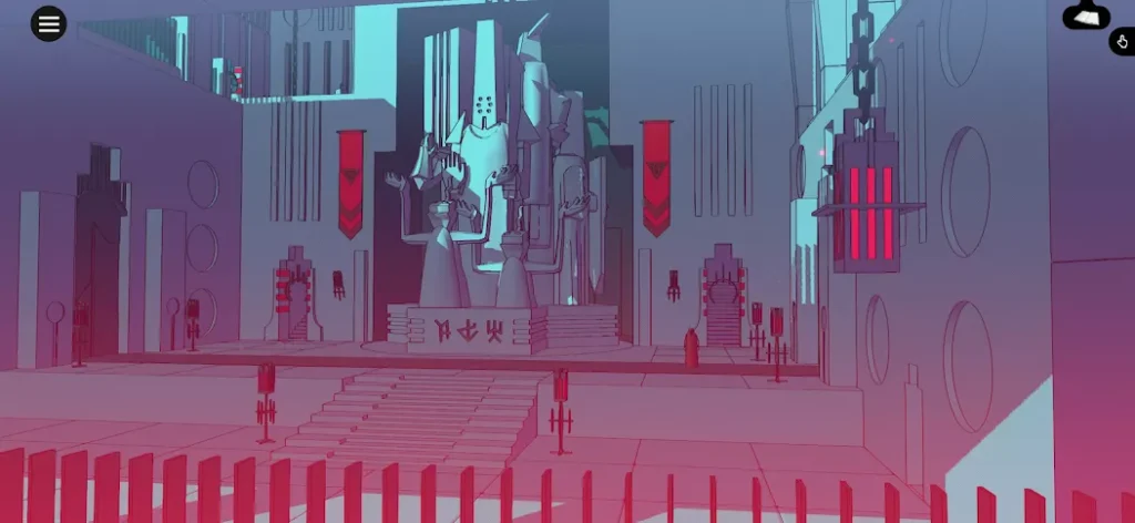 巴别塔圣歌中蓝紫色建筑广场场景