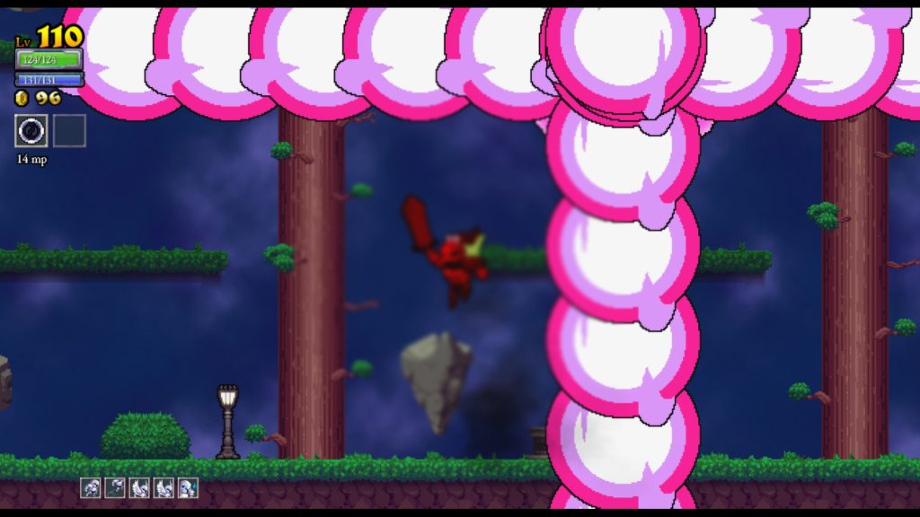 Rogue Legacy 原作森林平台中的弹幕与角色画面