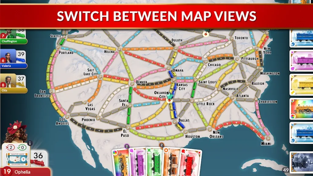 Ticket to Ride 切换地图视图的宣传画面