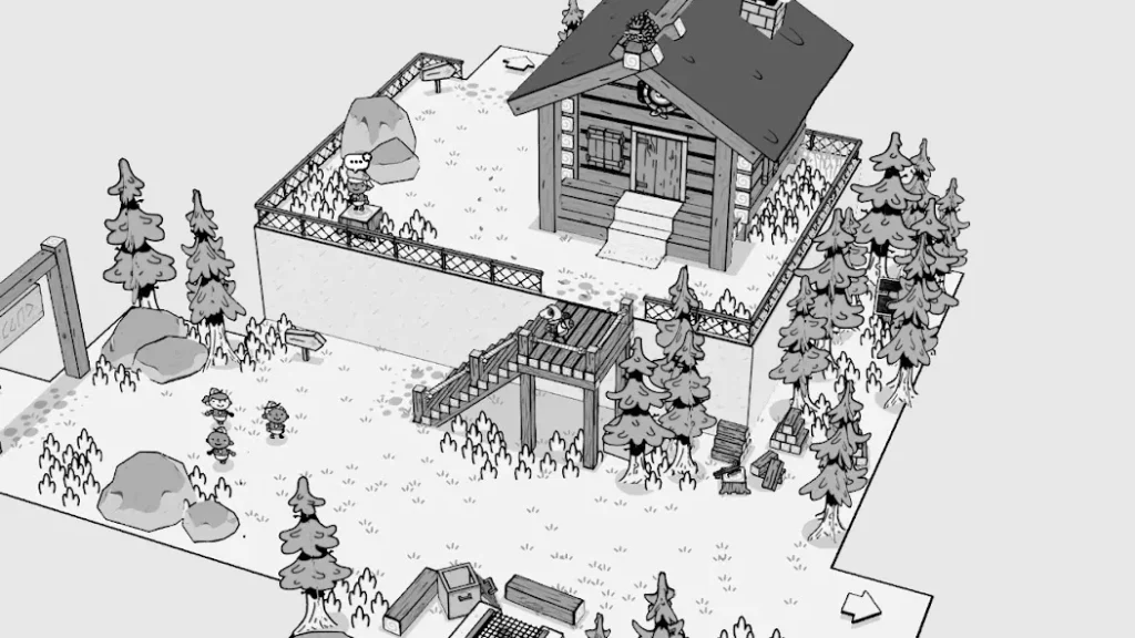 TOEM 林间小屋和居民的手绘探索场景